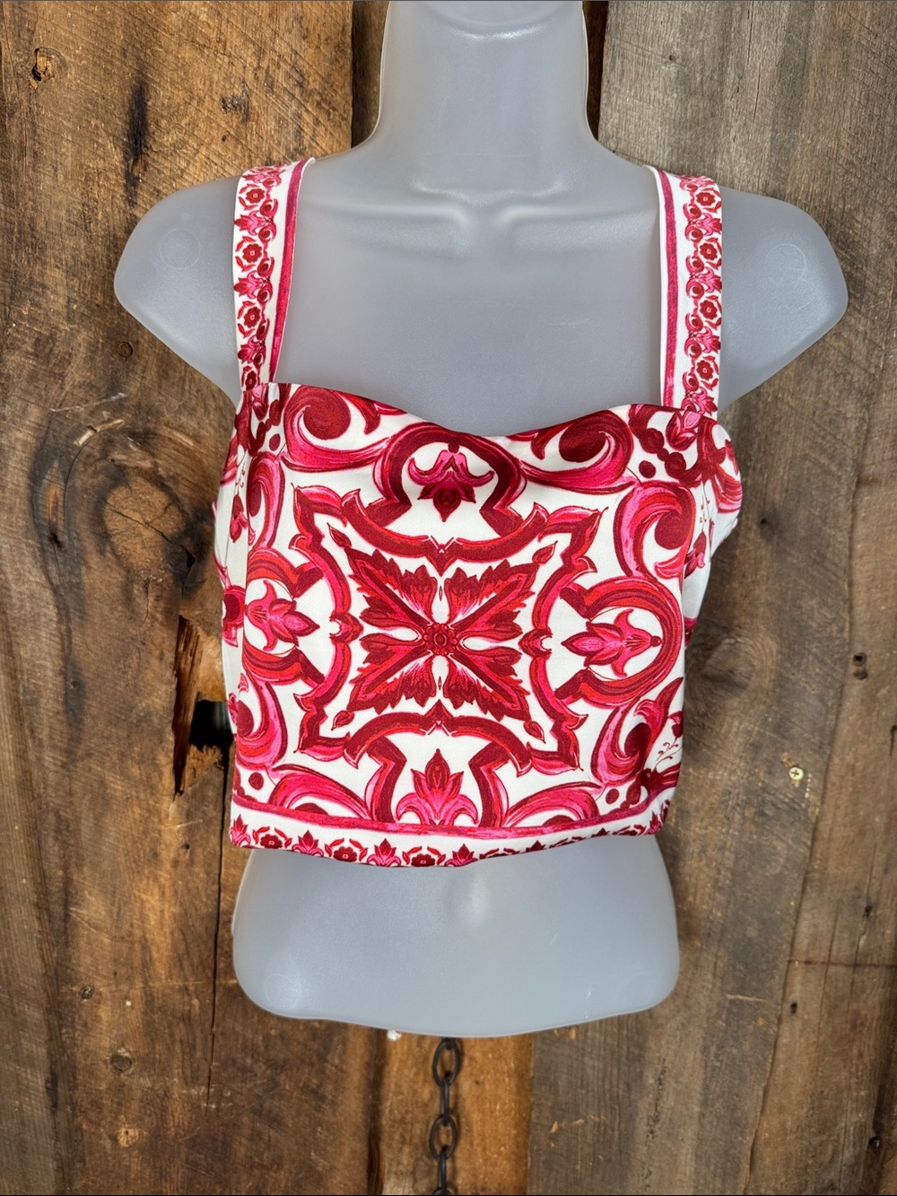 Rachel Zoe Red and White Printed Crop Top -NWT